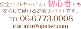 完全ソフトサービスで初心者でも 安心して働ける高収入バイトです。